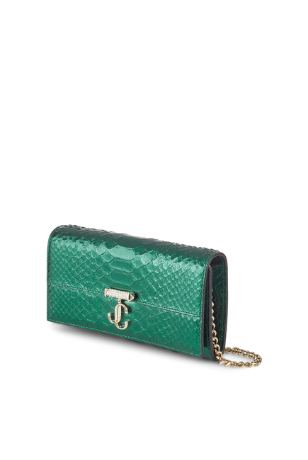 Avenue Metallic Leather Wallet With Chain